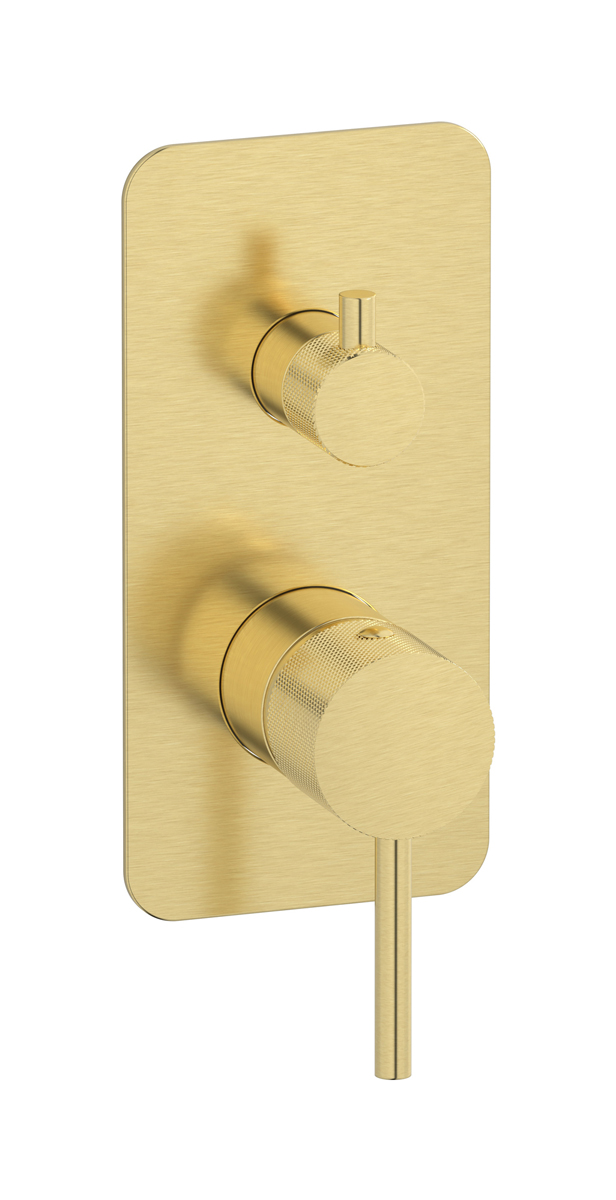 Внешние части встроенного в стену смесителя на 3 потребителя. WE ARE IB id312is Brushed Pale Gold Industria