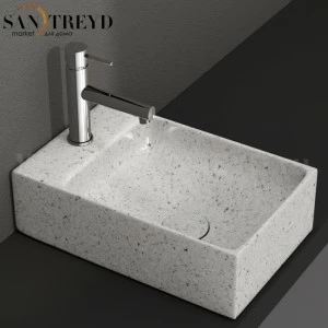 B6R40GG Подвесная раковина настенная прямоугольная Ceramica Globo T-EDGE черная