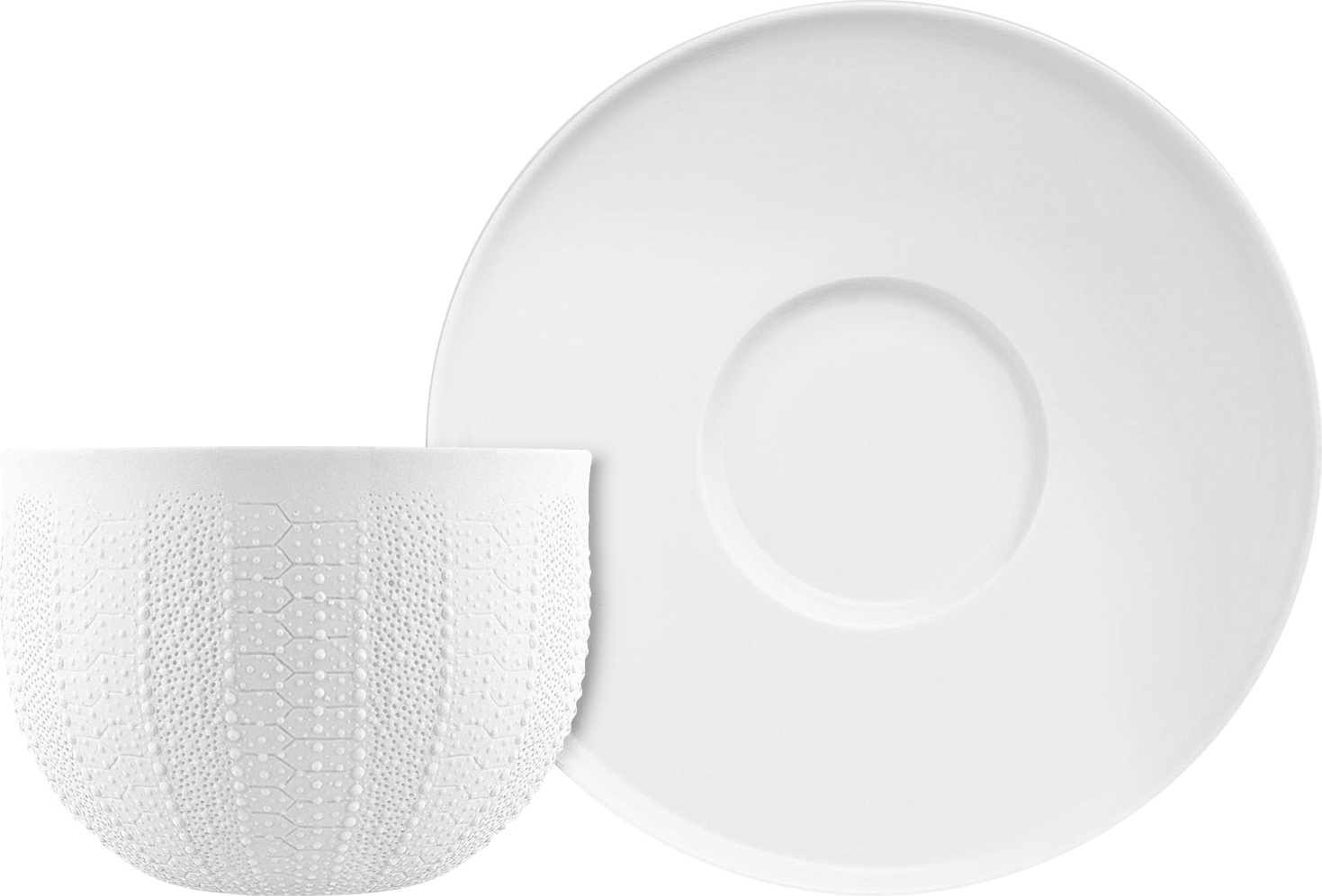 10605163 Furstenberg Чаша для завтрака с блюдцем Furstenberg "Морской еж" 300мл (белая) Фарфор 