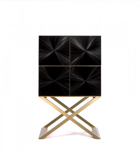 Барный шкаф  ARMANI CASA CLUB BLACK STRAW MARQUETRY