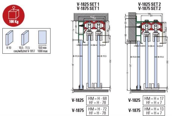 Metalglas Bonomi Комплект раздвижных дверей  V-1825 | v-1875 V-1825 ~ v-1875 - Вид №1