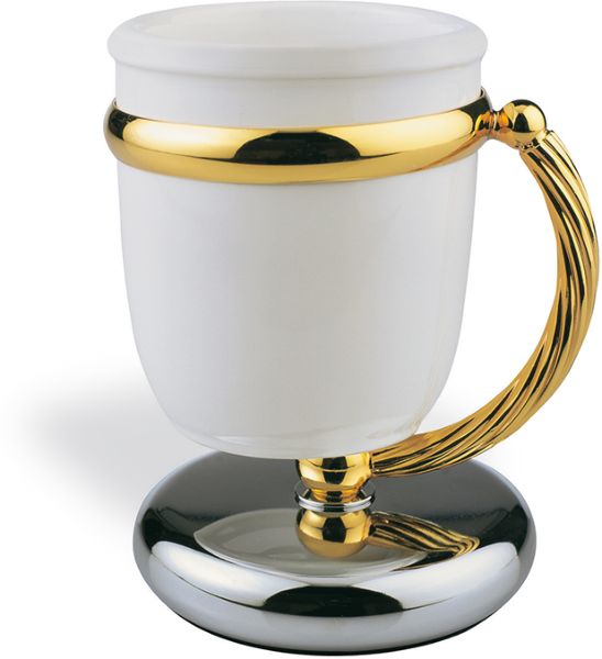 G718(03) Stil Haus Giunone, настольный керамический стакан, цвет хром - белый