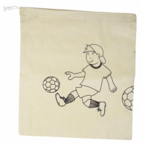 3863700 Заготовка для декорирования Заготовка для мешка для обуви, хлопчатобумажная, с завязкой, размер 32х35 см, рисунок Футболист, упаковка 1 шт. Rayher