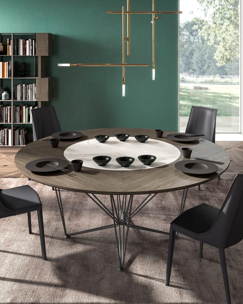 Ozzio Italia Круглый стол из стали и дерева с ленивой сьюзан  T249  - Вид №3