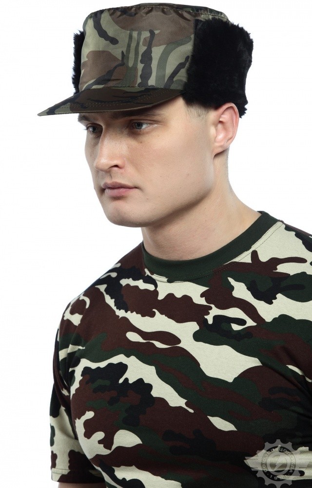 61455 Кепи "Охранник" зимняя камуфляж зеленая  Головные уборы  размер 57 Спецодежда  - Вид №2