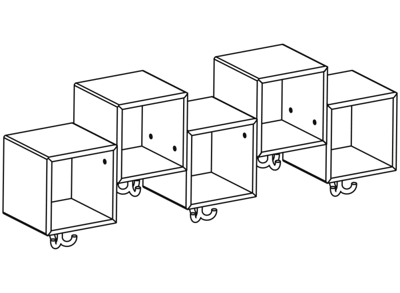 M20.03.002 Модуль удлинительного ряда асимметричный, 5 мест с тройным крючком HEWI Kids - Вид №4