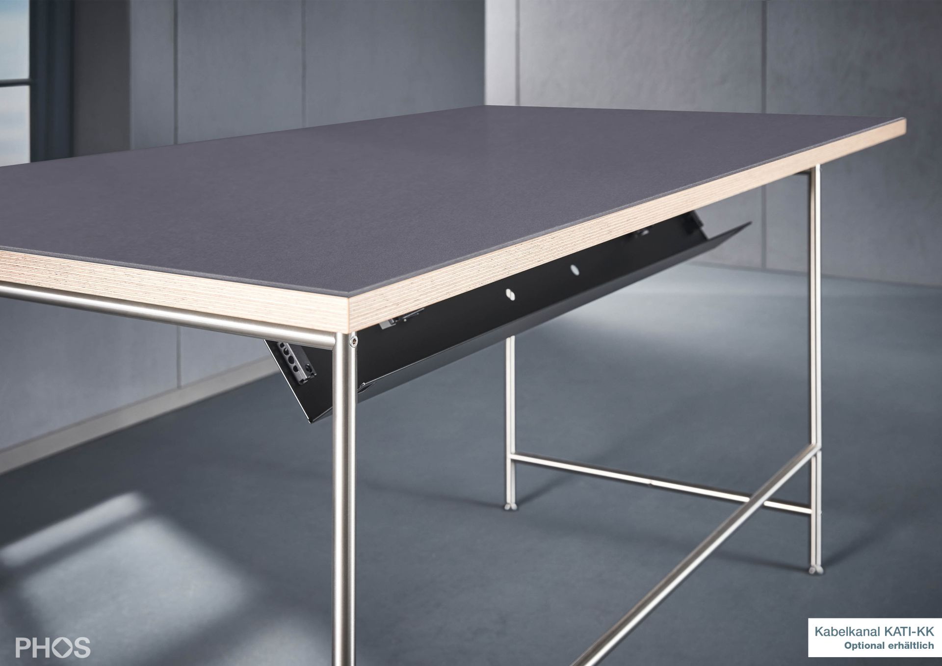 KATI-S1-200x90-L4178 Стол Карлсруэ - письменный стол со столешницей из линолеума - 200 х 90 х 75 см. PHOS  - Вид №3