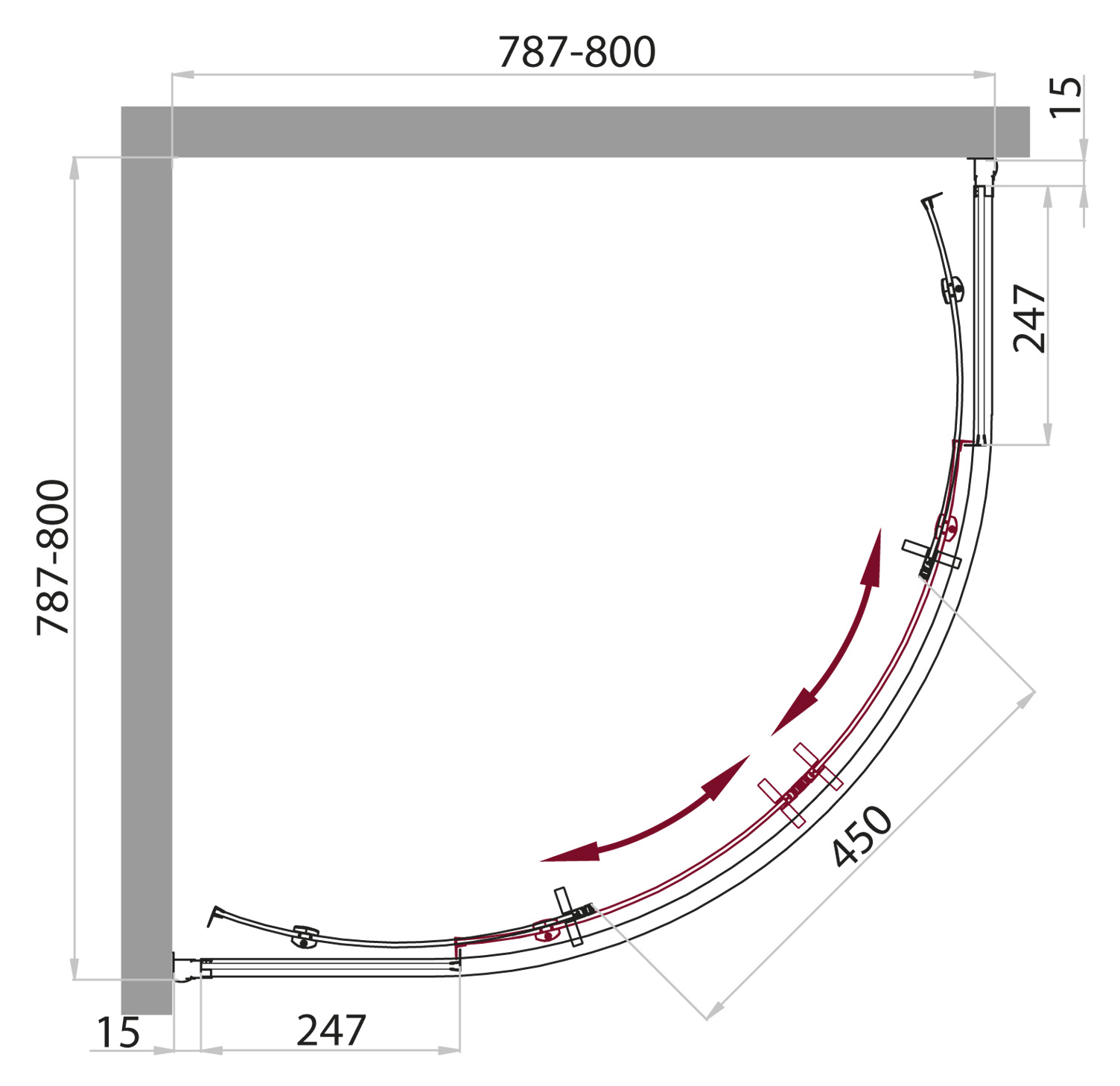 ДУШЕВАЯ КАБИНА BELBAGNO UNO-CAB-R-2-80-P-Cr-TOP - Вид №8