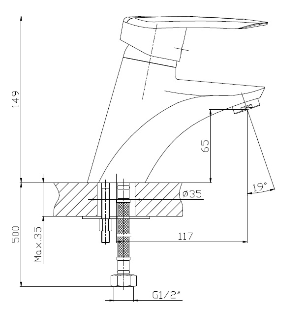 HB1007 Смеситель для раковины , хром Haiba  - Вид №2