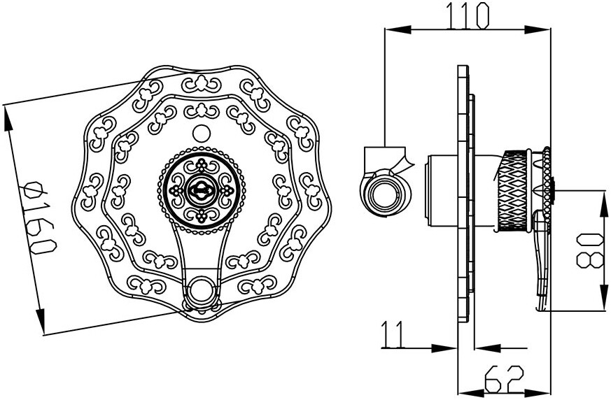 Смеситель ZorG Antic A 404DK-BR для душа с внутренней частью, бронза - Вид №1