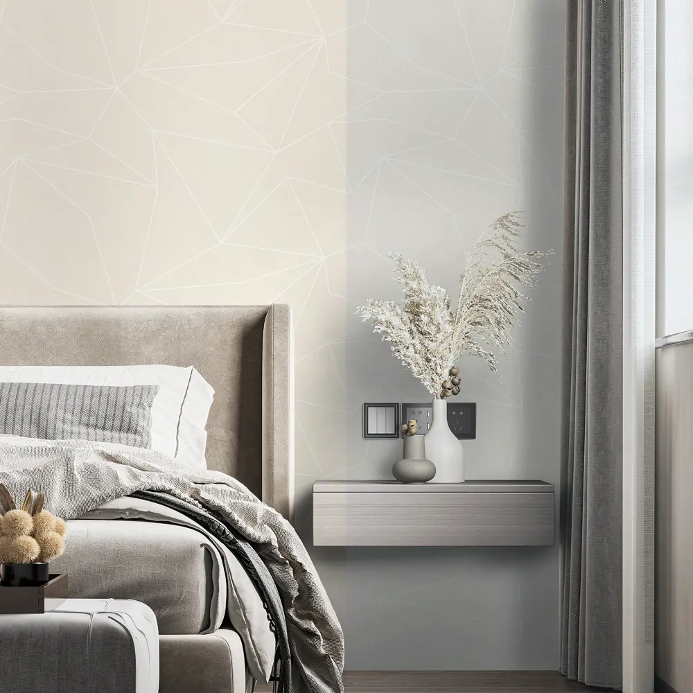 Обои флизелиновые Wallsecret Pazzle светло-бежевые с геометрическим рисунком 89416665 STLM-1578674 - Вид №4