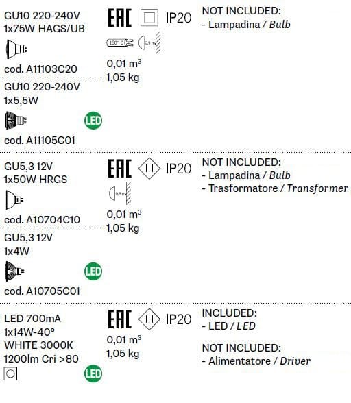 Кристалл утопленный прожектор для столешницы Fabbian точечные светильники ARCH-00104110 - Вид №4