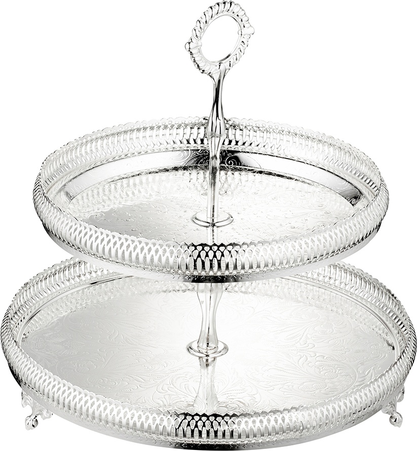 10627927 Queen Anne Блюдо двухъярусное Queen Anne 23/28см, сталь, посеребрение Сталь нержавеющая с посеребрением 