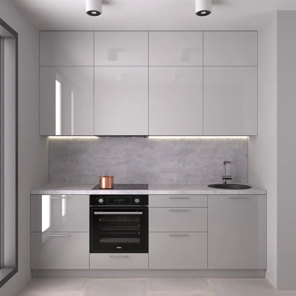 Стеновая панель для кухни KONSENSA Бетон светлый 240x0.6x60 см ДСП цвет серый STLM-2074086 - Вид №3