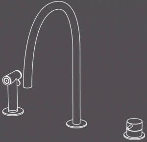 Radomonte Смеситель для кухни на 3 отверстия из нержавеющей стали с вытяжным душем  Cuc54