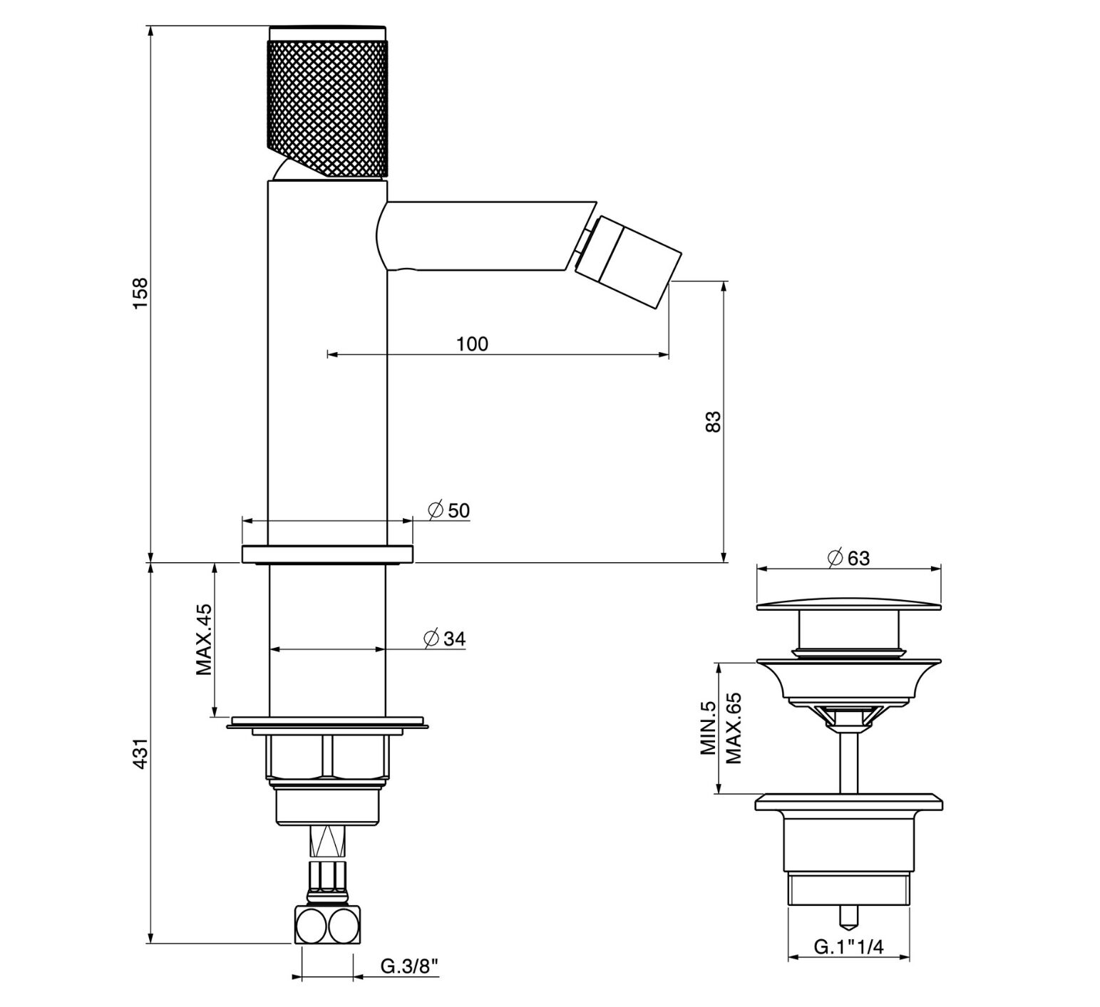 Смеситель для биде с одной ручкой GATTONI MD ARCH-00117021 - Вид №2