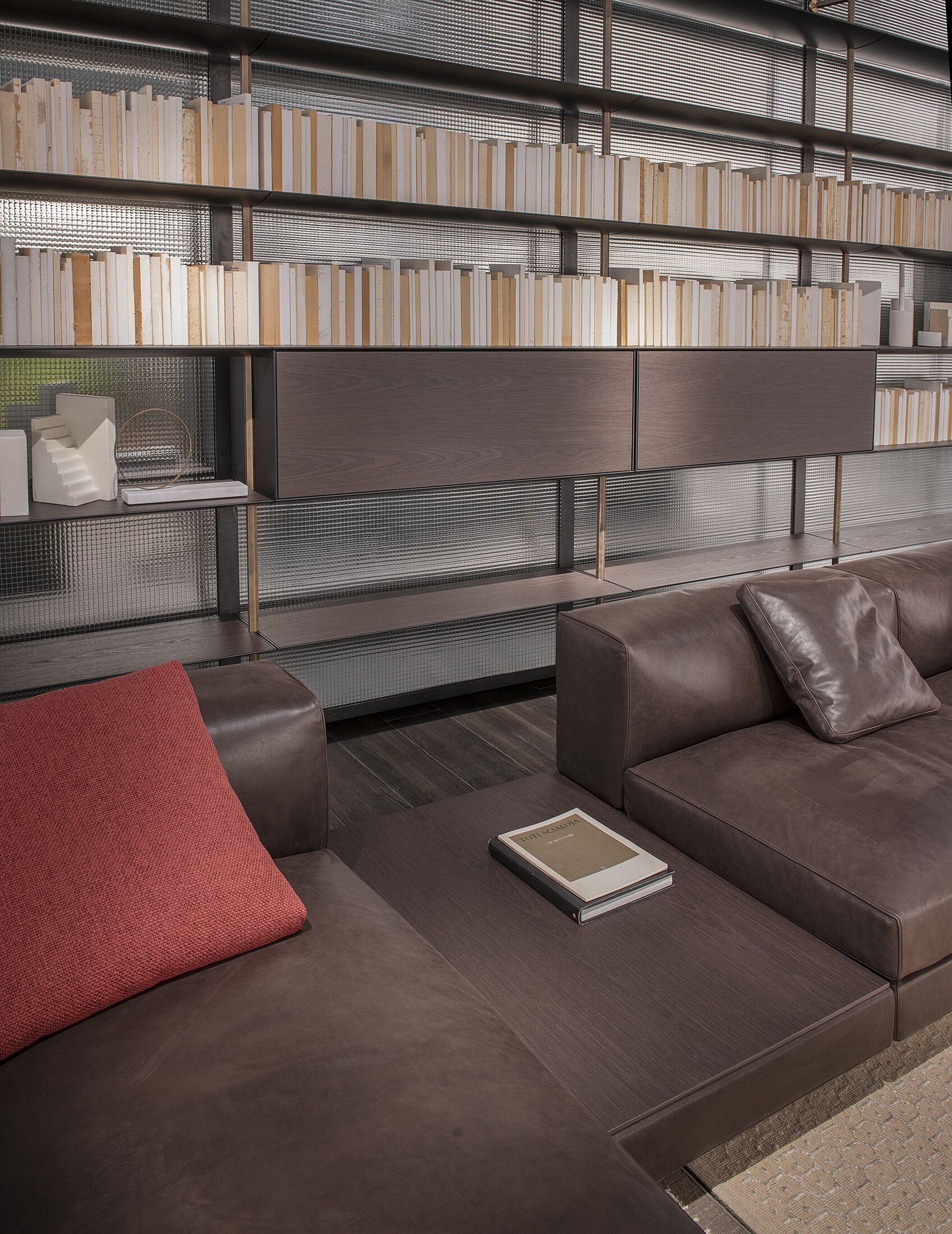 Модульный кожаный диван с полуостровом на 3 места Living Divani Лоренц ARCH-00039325 - Вид №1