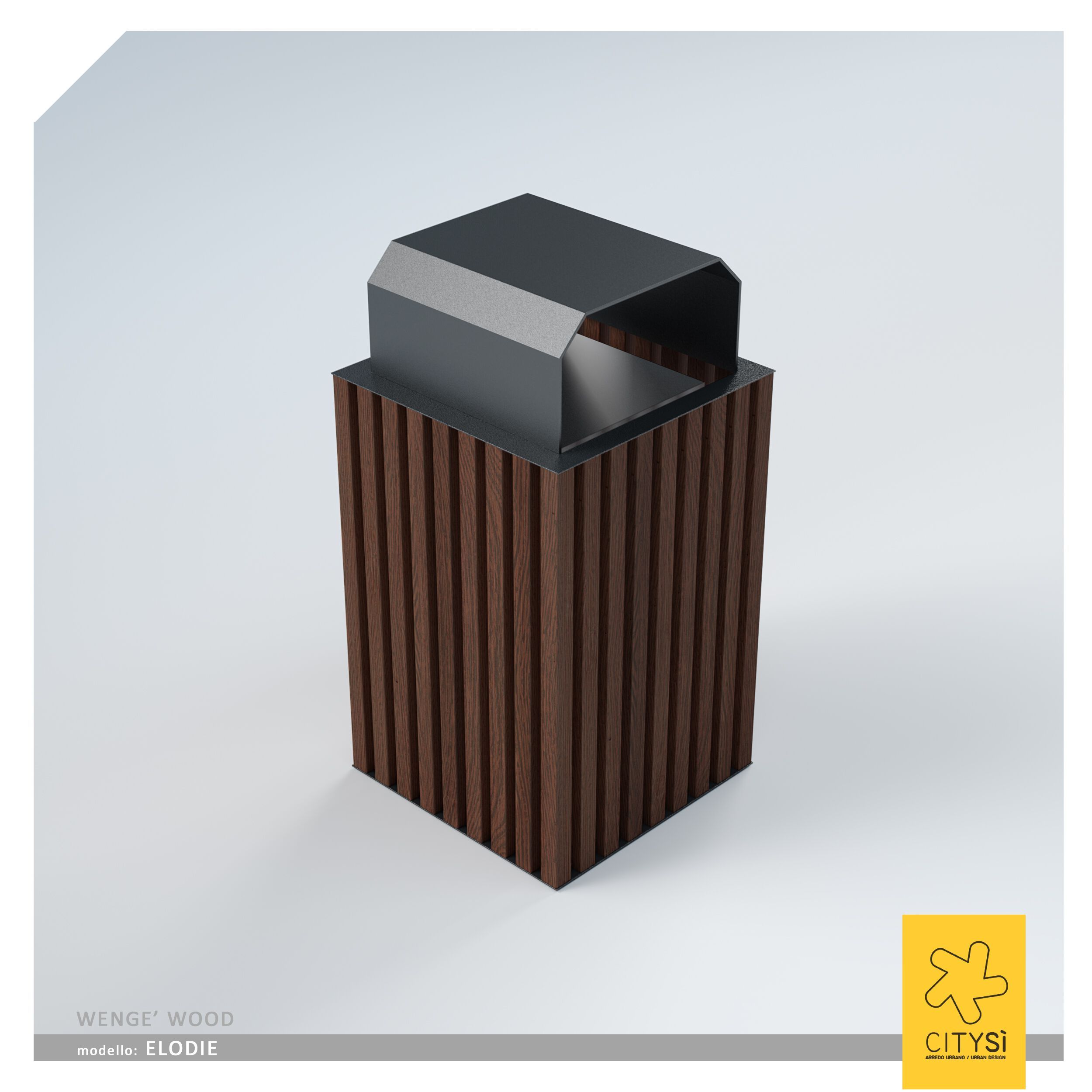 Деревянная стойка для мусора с крышкой для наружного использования CITYSì Elodie ARCH-00128916 - Вид №4