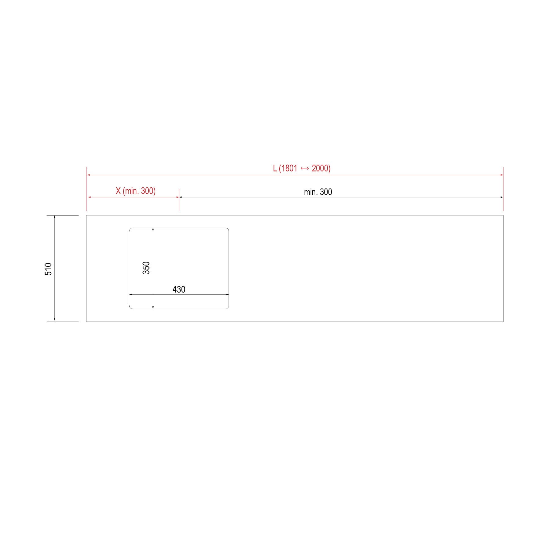 26224 SALGAR Столешница COMPAKT 46 от 1801 до 2000 мм, с 1 полувстроенной раковиной ARTIC OAK  - Вид №1