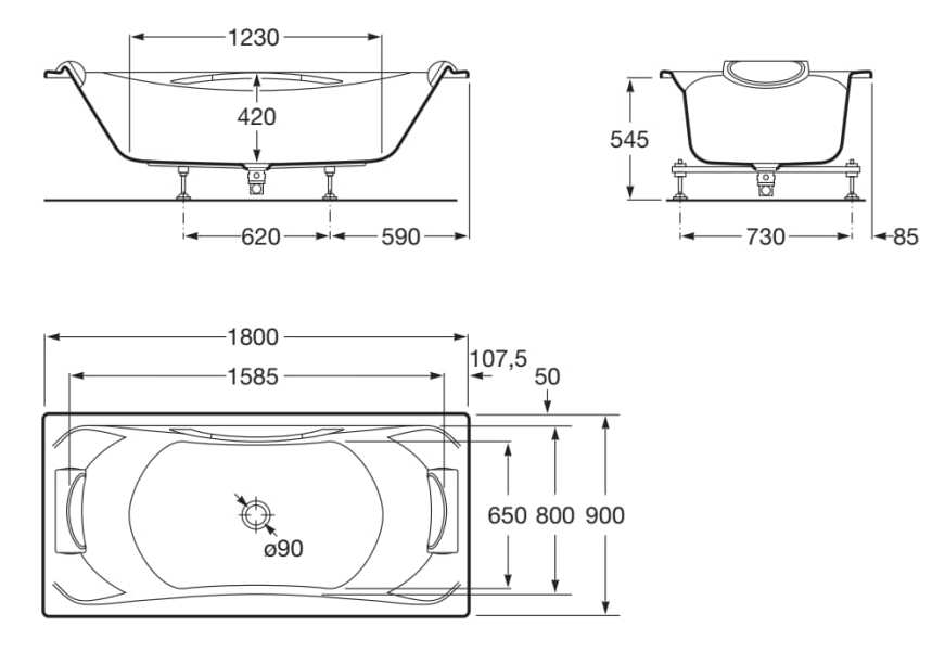 Утопленная акриловая прямоугольная ванна Roca BECOOL 2479 / 2480 ARCH-00133076 - Вид №5