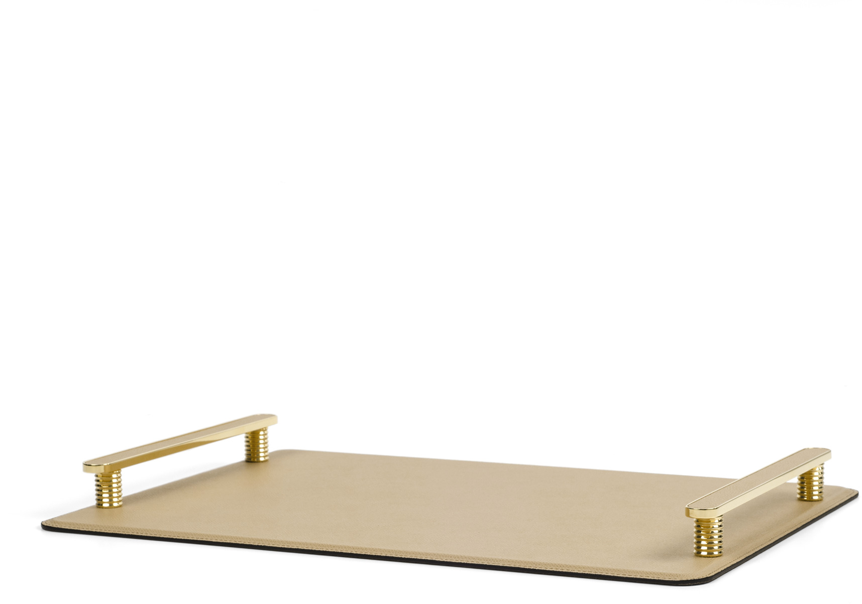 Поднос Венария - 35,5X35,5 см / металл-хром/тканая кожа_кремовый