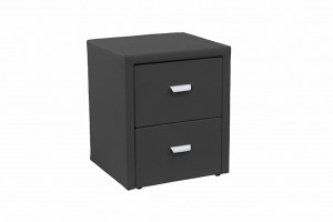 90766578 Тумба прикроватная 40x48x37 см 2 ящика искусственная кожа цвет черный STLM-0374422 СМК