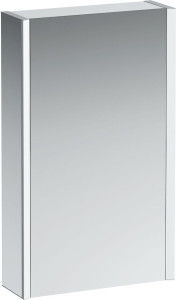 H4083529001451 Зеркальный шкафчик, алюминий, с 2 светодиодными элементами освещения и нижним освещением, с розетками ЕС, с датичиком выключения, дверца справа LAUFEN PRO