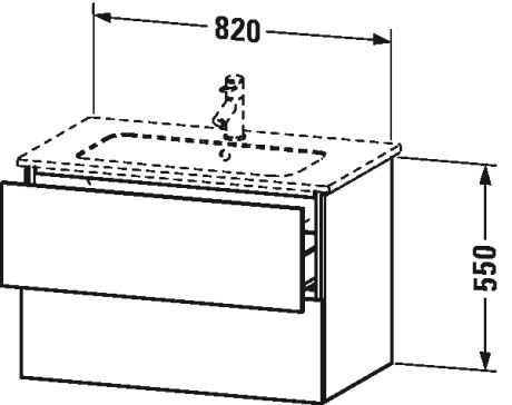 LC624104040 Тумбочка подвесная L-Cube #LC6241 820 x 481 мм Черный глянцевый лак Duravit - Вид №2