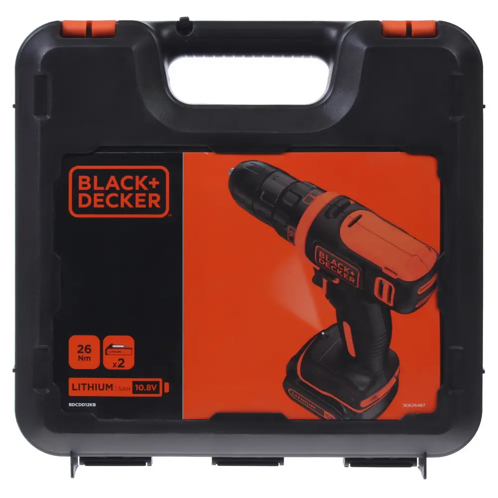 Дрель-шуруповерт аккумуляторная Black&Decker BDCDD12, 10.8 В Li-ion 2х1.5 Ач BLACK + DECKER STLM-2008654 - Вид №4