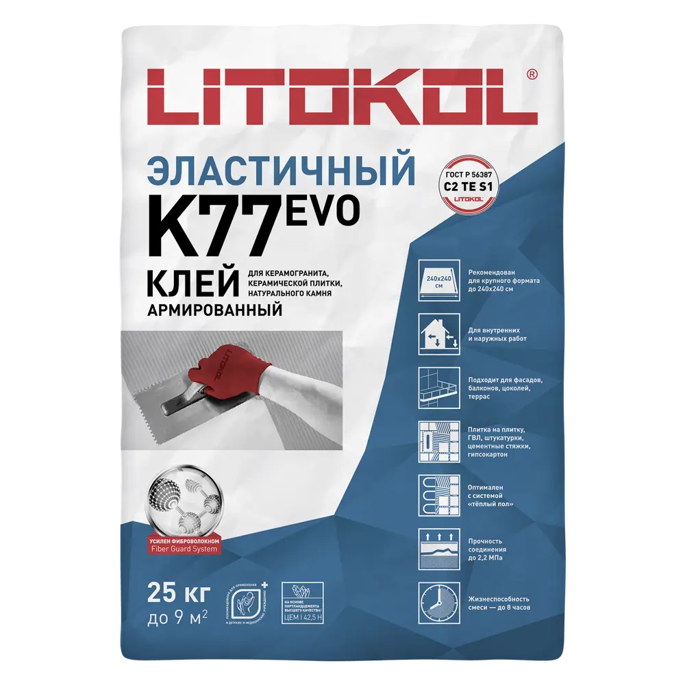 Litokol Superflex K77 — высокоэластичный плиточный клей для сложных поверхностей 14229068 STLM-0944134