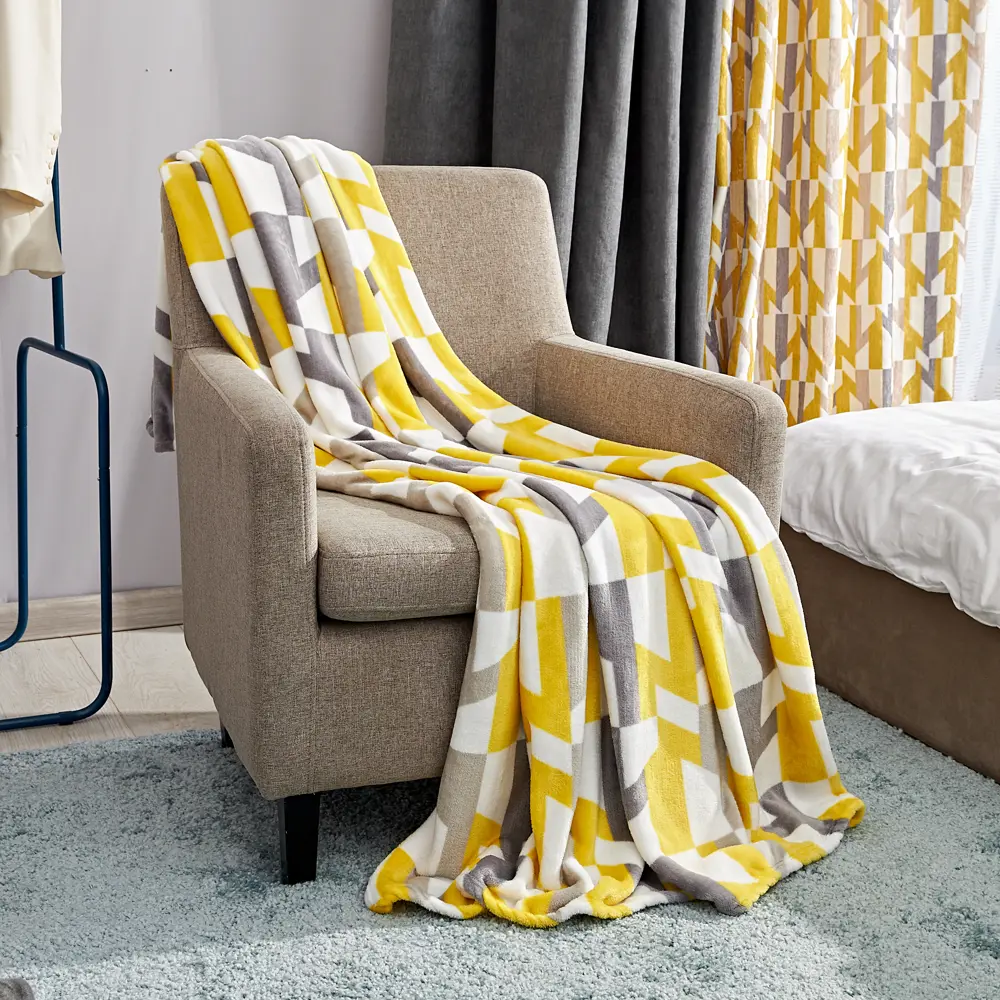 Плед Dilara 150x200 см фланель цвет желто-серый 88674477 STLM-2105141 Ardenza Подиум