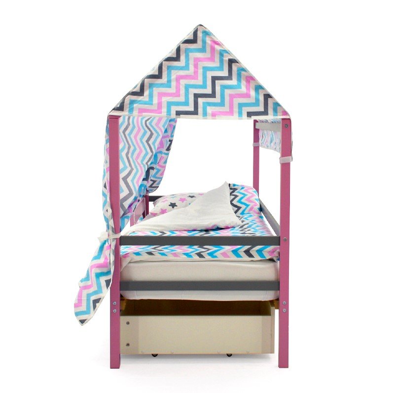 Крыша для кровати-домика текстильная Svogen зигзаги, графит, лаванда, бирюза БЕЛЬМАРКО  00-3833088 Голубой;серый Santreyd  - Вид №2