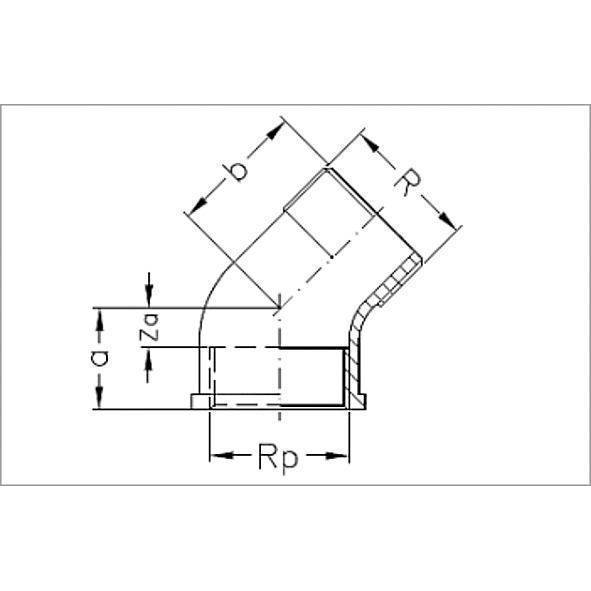 13121112 SANHA 3121 PURAFIT угол 45° ВР-НР 11/2 мм  - Вид №1