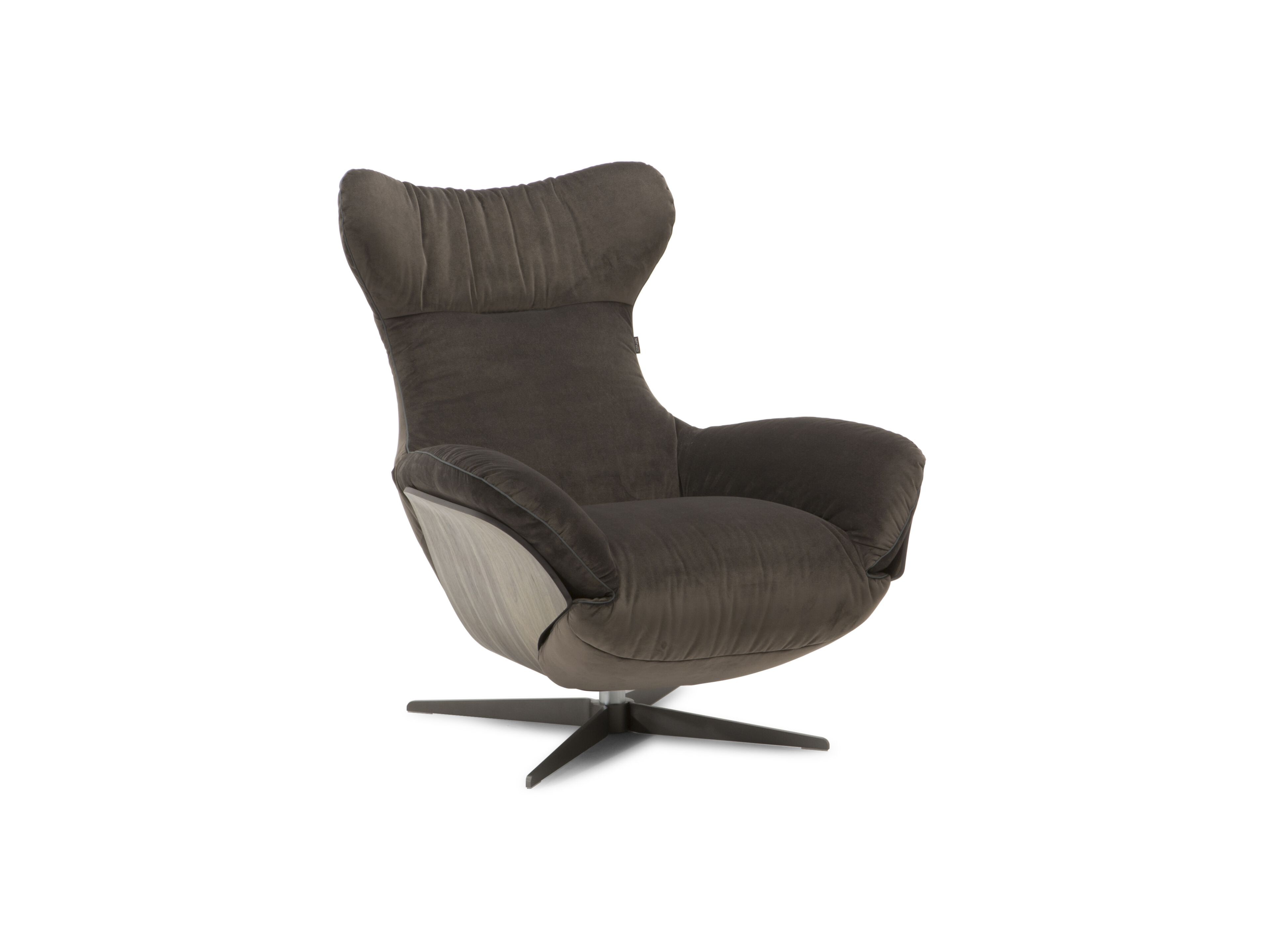 Тканевое вращающееся кресло с подставкой для ног Natuzzi Italia ILIA ARCH-00106966 - Вид №1