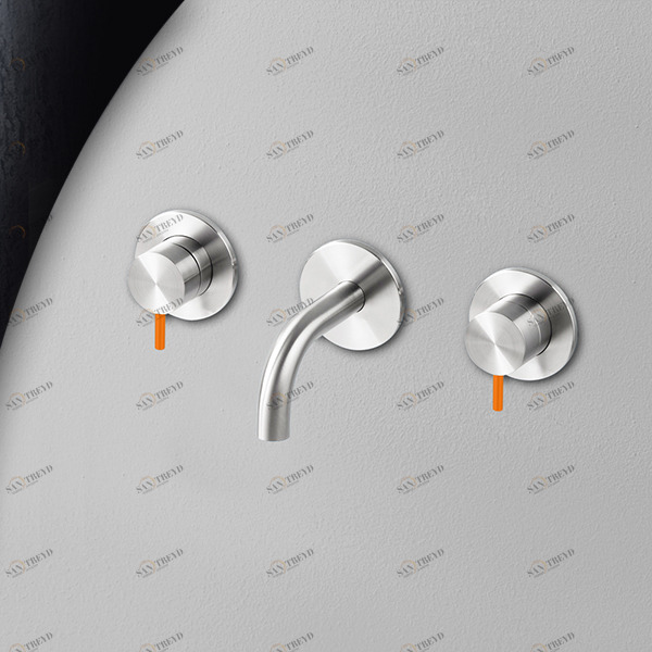 Смеситель для раковины сталь глянцевая с оранжевой ручкой Toki Radomonte TKI27LCIL24