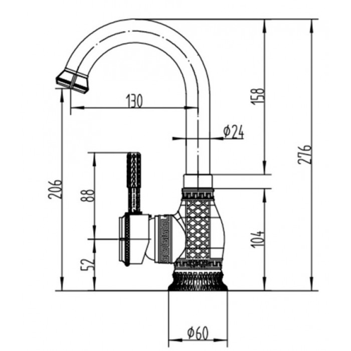 Zorg A 207U-BR бронза для умывальника Смеситель для кухни Zorg 276 х 130 мм  - Вид №2