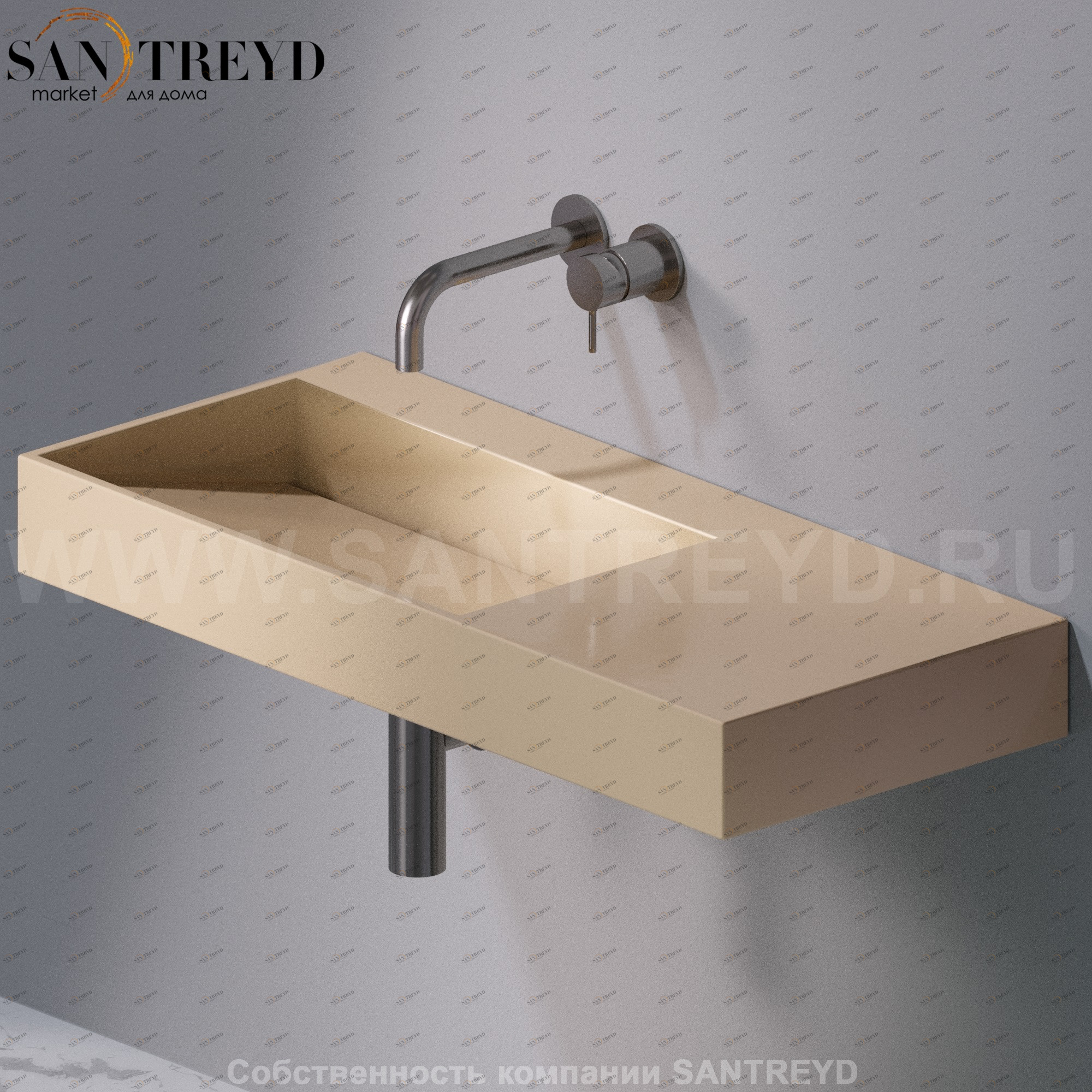 L013T1RPV4.110 Подвесная раковина настенная прямоугольная A. e T. Italia P35 бежевая AeT ITALIA