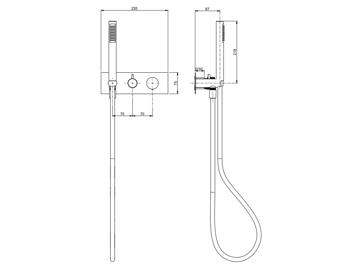 3 отверстия утопленный смеситель для душа с ручным душем Rubinetterie Frattini отдельная эстетика ARCH-00067499 - Вид №2