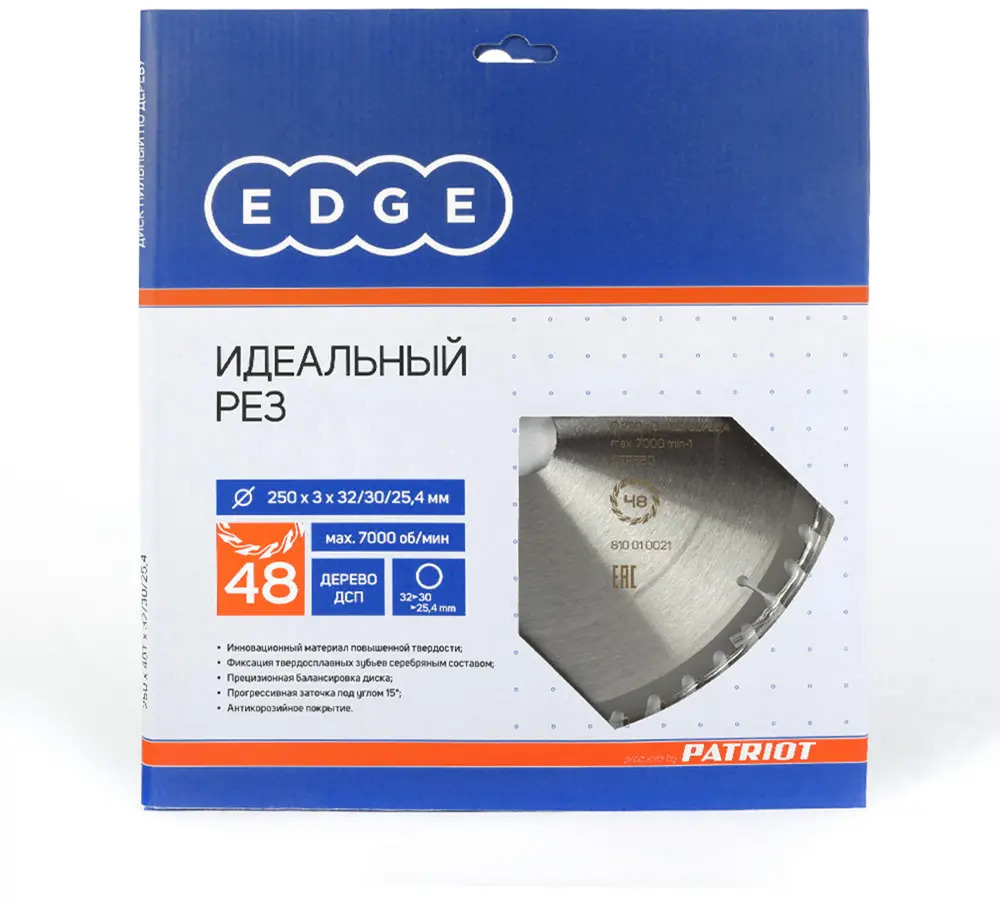 91067775 Диск пильный по дереву Edge By Patriot 810010021 250x32 мм STLM-0466481