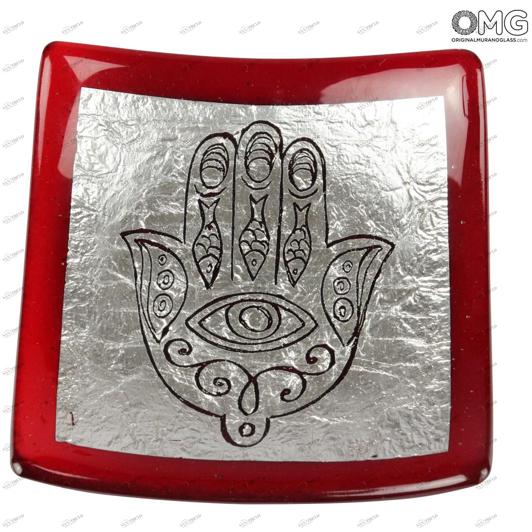 2829 ORIGINALMURANOGLASS Декоративное блюдце Фатима - серебряное украшение - Original Murano Glass OMG 12 см 