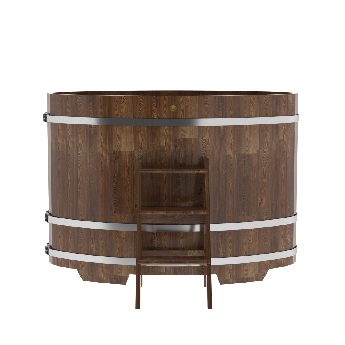 1515 Купель овальная из сращенных ламелей лиственницы 0,92х1,66х1,2 морёная Alyarus  - Вид №3