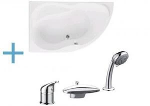 Акриловая ванна Aquanet Graciosa 150x90 L (каркас + смеситель Aquanet Practic 2 AF111-63B)