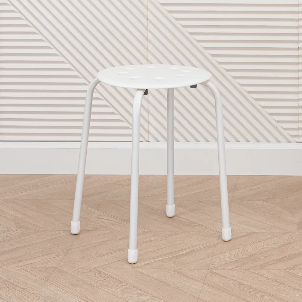 Табурет Nika ТП01 33x46x33 см ножки металл/сиденье пластик белый STLM-2124679 - Вид №4