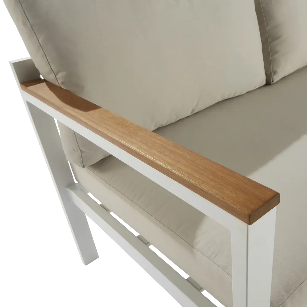 Набор садовой мебели Naterial Oris алюминий/полиэстер/дерево белый/бежевый: стол, диван и 2 кресла STLM-2115991 - Вид №17