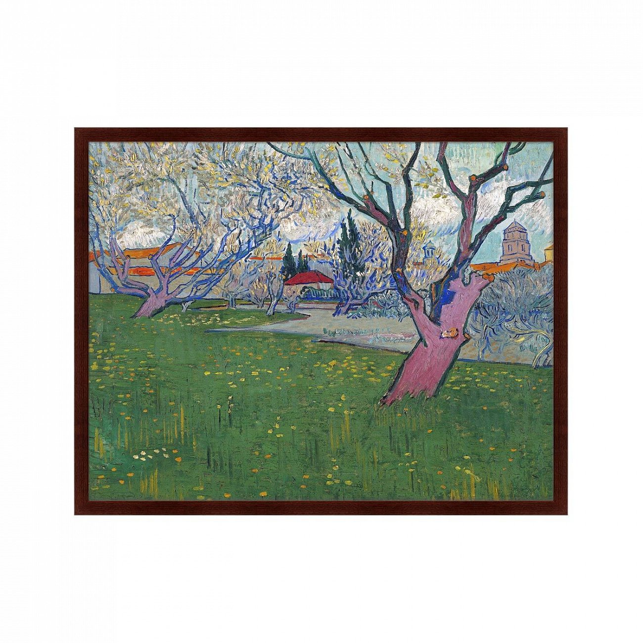 Картина: View of Arles with Trees in Blossom, 1889г. КАРТИНЫ В КВАРТИРУ  264104 Разноцветный  - Вид №1