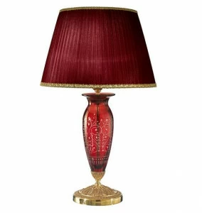 Possoni Illuminazione Настольная лампа из французского золота с красным кристаллом и абажуром  7015/l