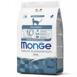 ПР0047847 Корм для кошек Cat Monoprotein Sterilised для стерилизованных, форель сух. 400г Monge