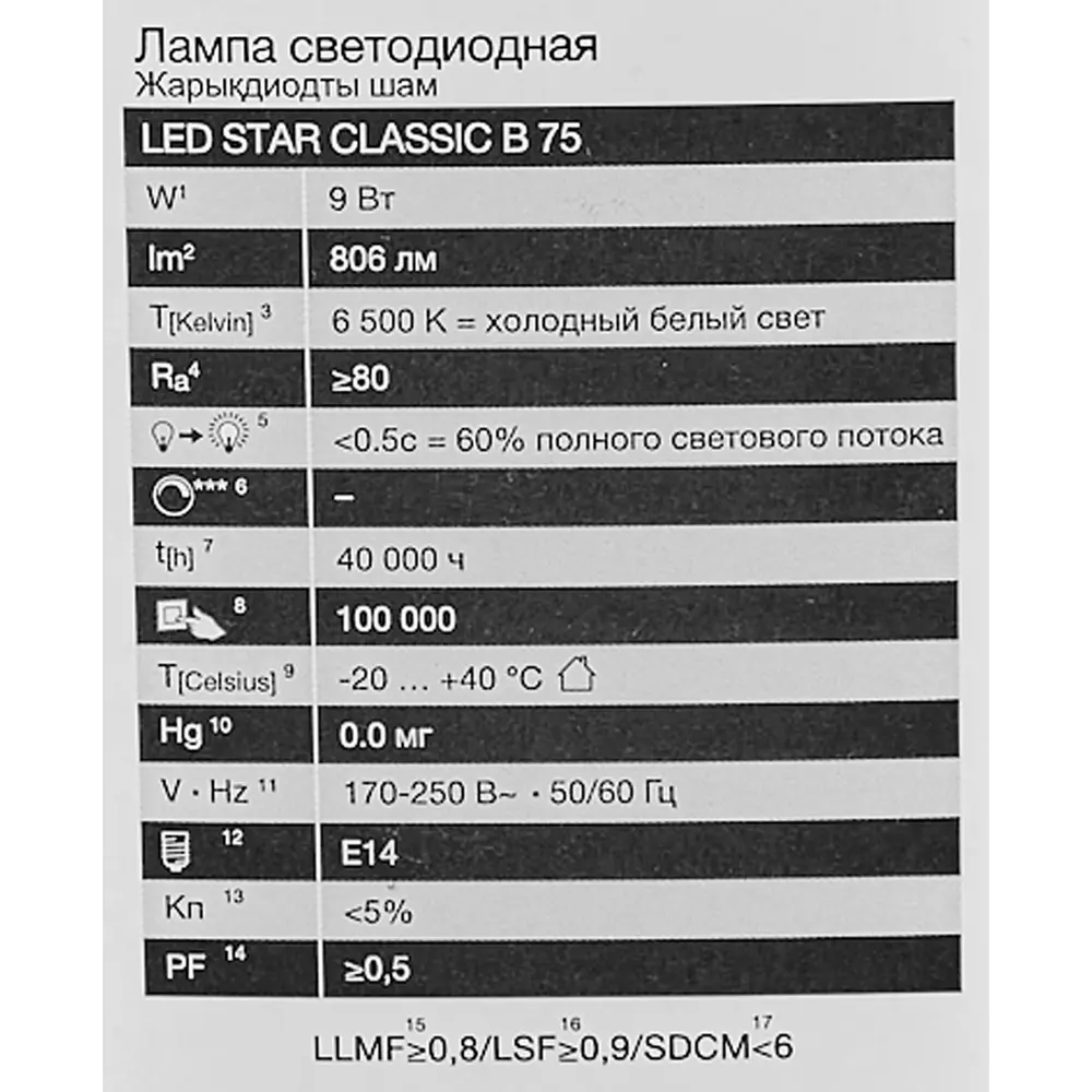 Светодиодная лампа OSRAM свеча 9Вт E14 холодный белый свет 85100566 STLM-1365688 - Вид №4