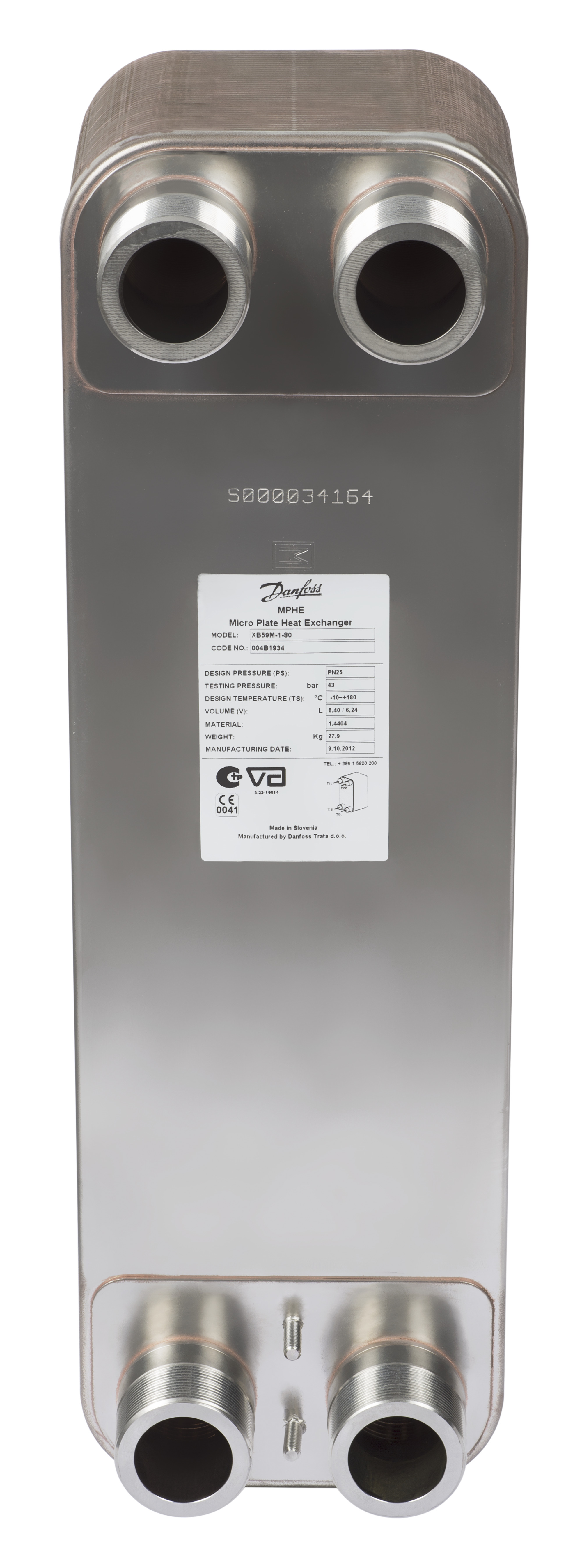 Danfoss Паяный пластинчатый теплообменник серии XB59M XB 59M-1-60 Паяный ТО 004B1932  - Вид №44