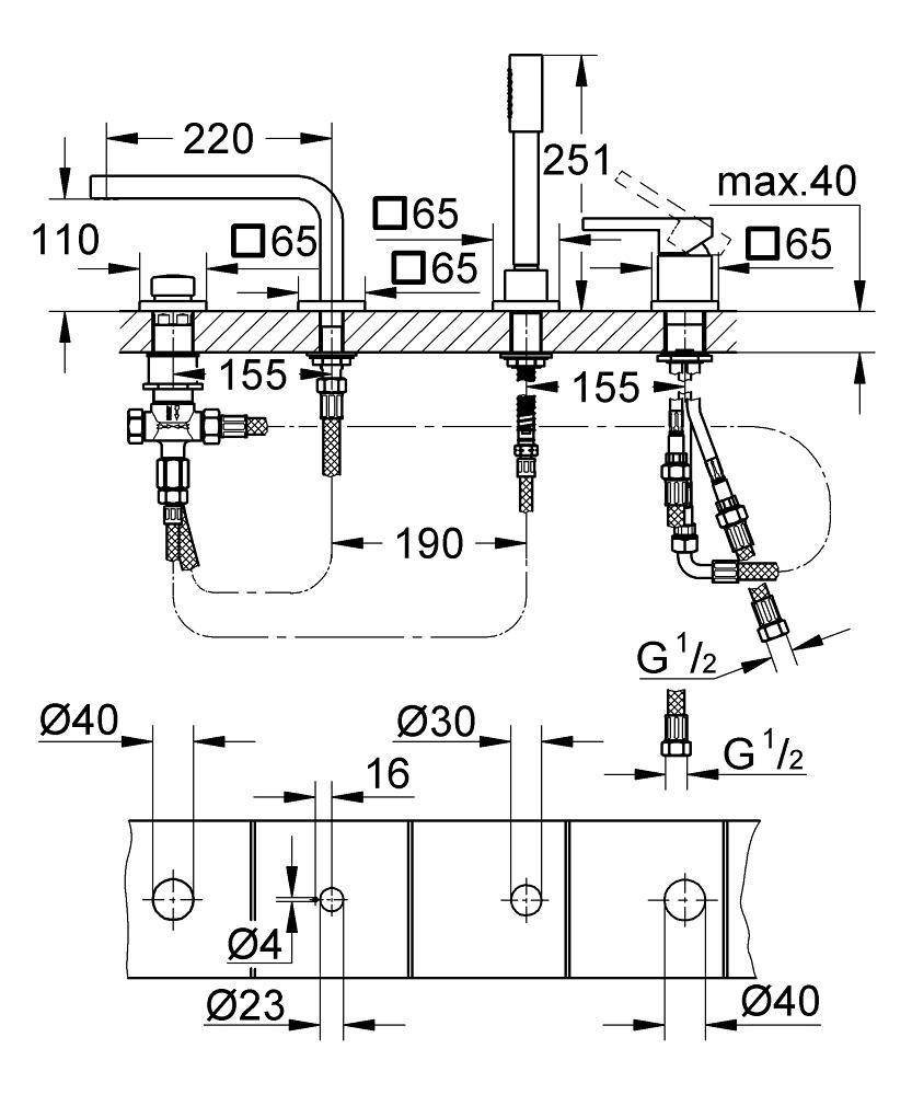19577000 Смеситель для ванны Grohe Lineare хром - Вид №1
